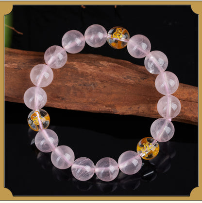 Natural Pink Crystal Three-in-One Zodiac Bracelet for Women - Starlight Harmony & Love Energy