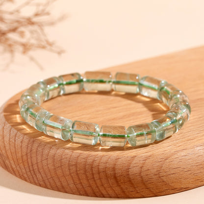 Natural Green Crystal Barrel Bead Bracelet | Elegant Charm for Women's Luck & Style