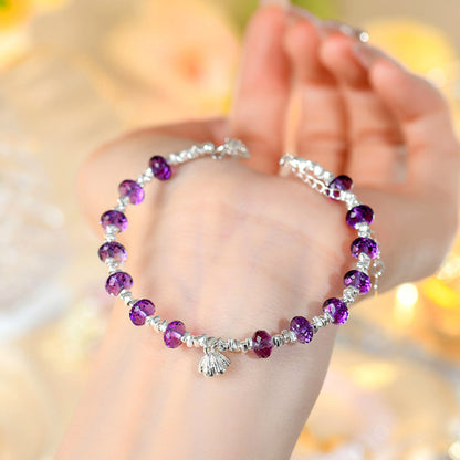 Amethyst Bead Silver Fragment Bracelet | Spiritual Harmony & Elegant Protection