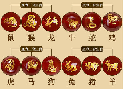 Natural Crystal Zodiac Three-Planet Bracelet - Black Gold Flexible Unisex Spiritual Amulet