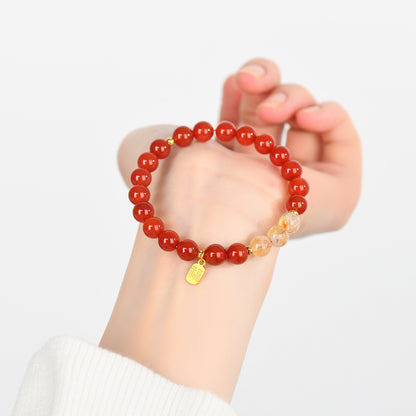 Red Agate and Yellow Pagoda Crystal Fortune Bracelet | Wealth and Protection Amulet