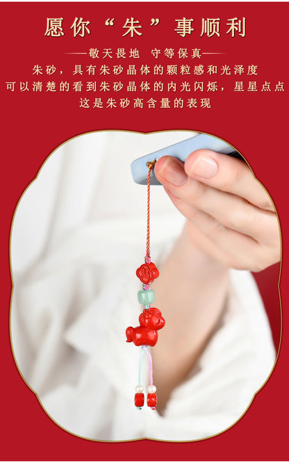 Natural Imperial Red Cinnabar Zodiac Horse Pendant - Feng Shui Protection & Good Luck Charm