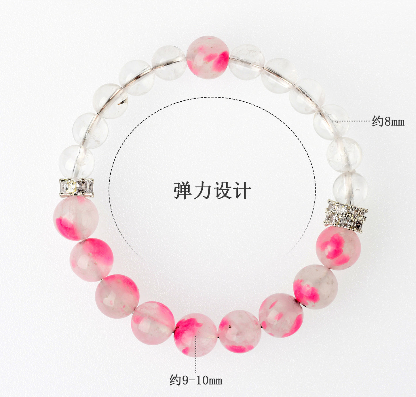 Natural Cherry Blossom White Crystal Love Bracelet | Peach Pink Women's Spiritual Jewelry