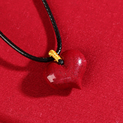 Natural Purple Gold Cinnabar Heart Pendant Necklace - Zodiac Year Blessing & Protection Amulet