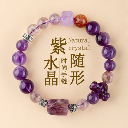 Natural Amethyst Freeform Bracelet | Nine Purple Fire Spiritual Women's Energy Jewelry