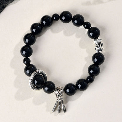 Natural Obsidian Pixiu Bracelet - Chinese Style Women's Wealth and Protection Talisman