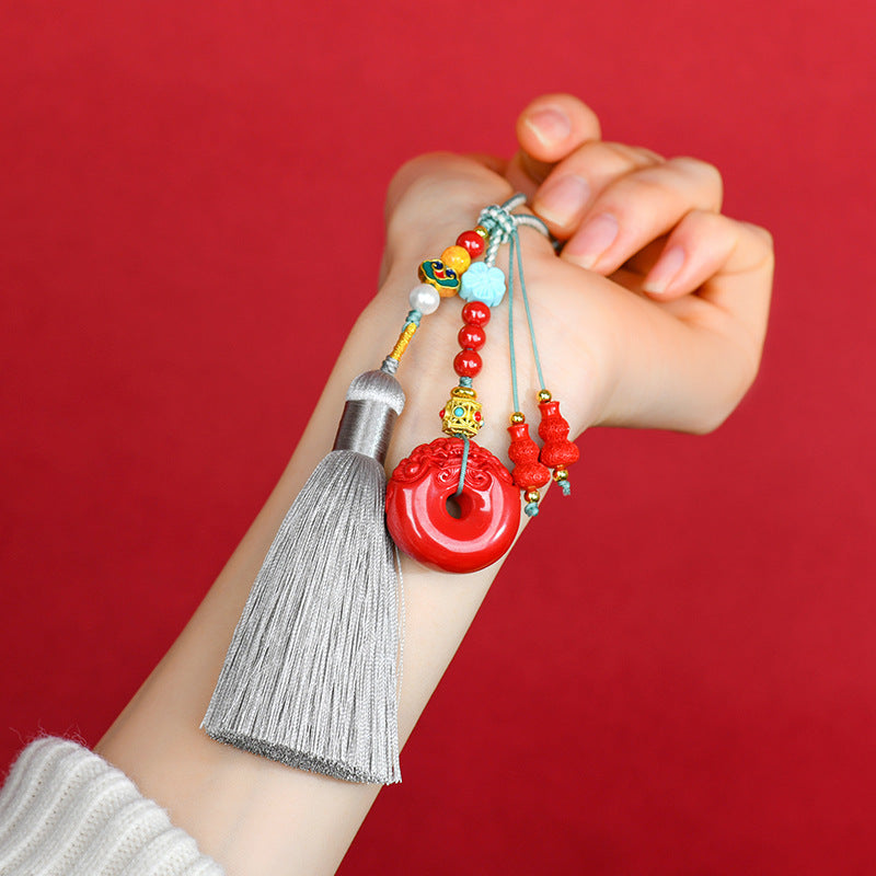 Natural High Content Cinnabar Pixiu Peace Buckle Pendant | Spiritual Protection Wealth Luck Charm