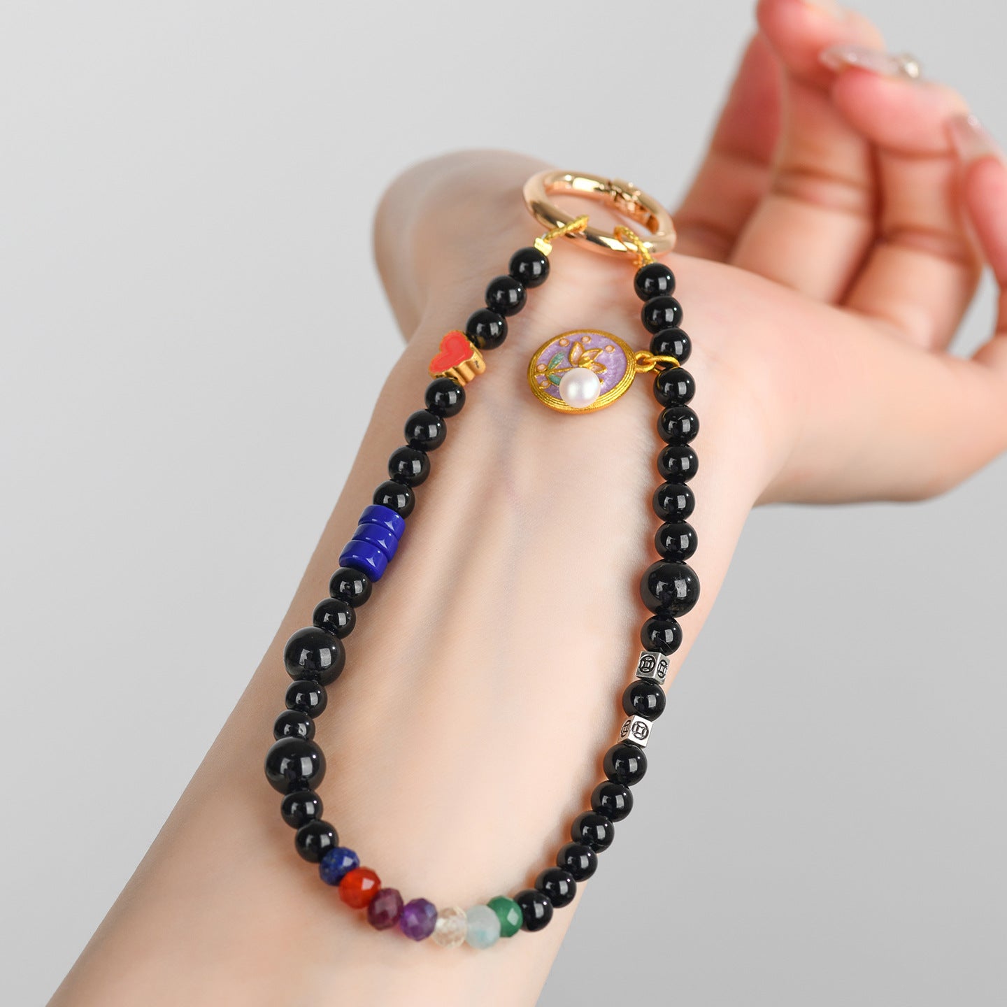 Natural Black Tourmaline Rainbow Crystal Keychain - Spiritual Protection & Colorful Life Energy