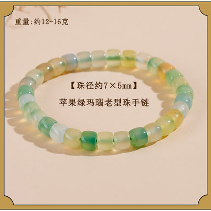 Natural Agate Chalcedony Single Circle Bracelet with Silver Obsidian Lapis Lazuli - Spiritual Women's Jewelry