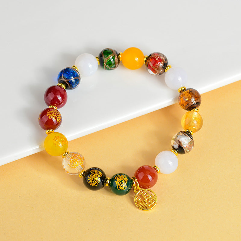 Incense Ash Glazed Agate Five-Way God of Wealth Bracelet | Wealth Attraction & Fortune Enhancement