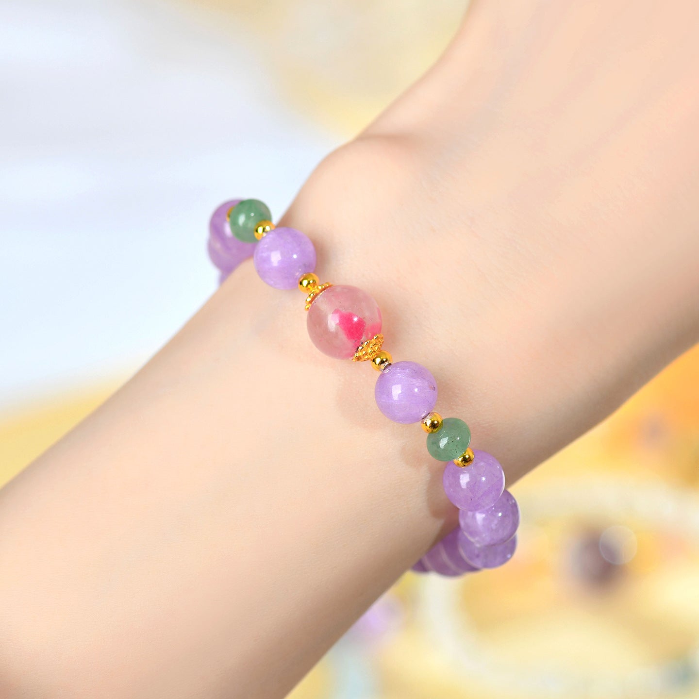 Lavender Amethyst Rose Quartz Love Bracelet | Spiritual Harmony & Romantic Energy