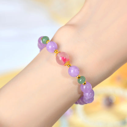 Lavender Amethyst Rose Quartz Love Bracelet | Spiritual Harmony & Romantic Energy