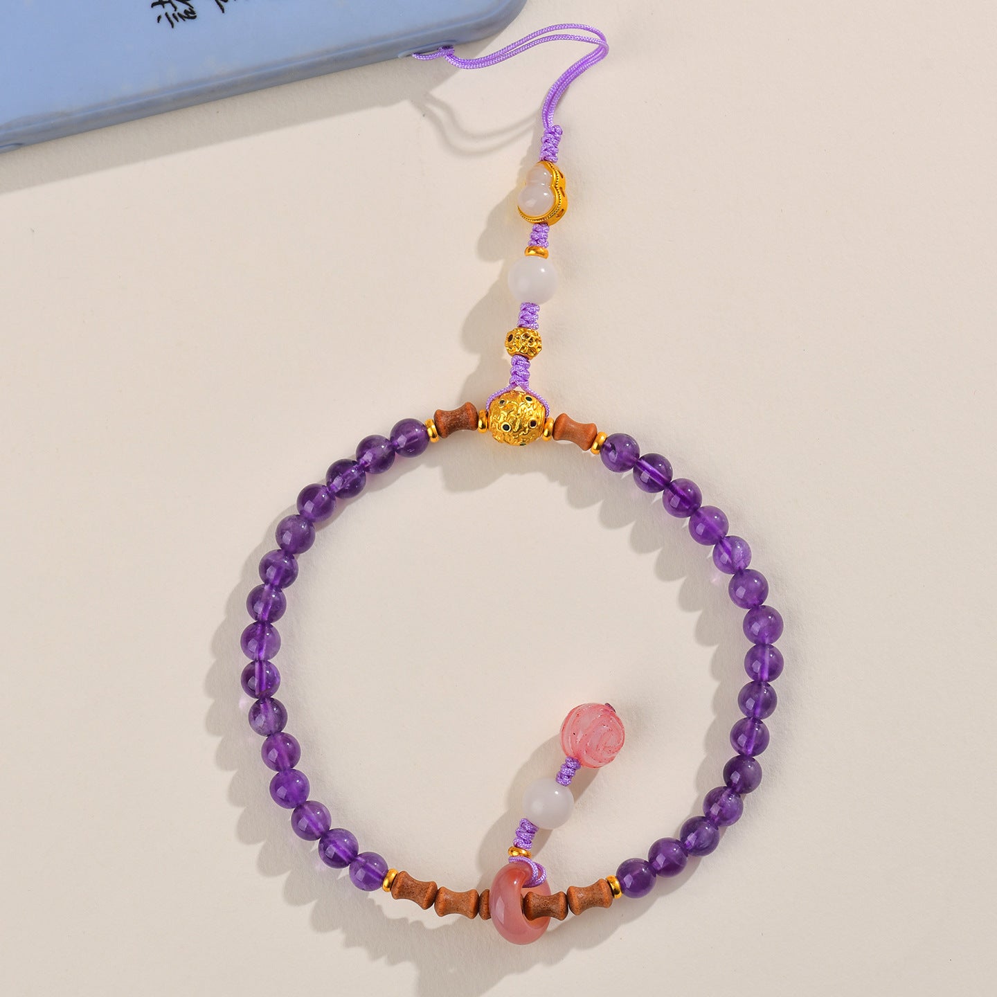 Natural Amethyst Crystal Phone Chain - Spiritual Protection & Romantic Elegance for Women