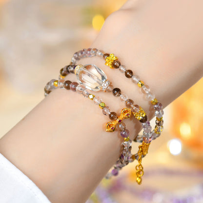 Natural Super Seven Crystal Three-Circle Bracelet - Spiritual Harmony & Wealth Attraction