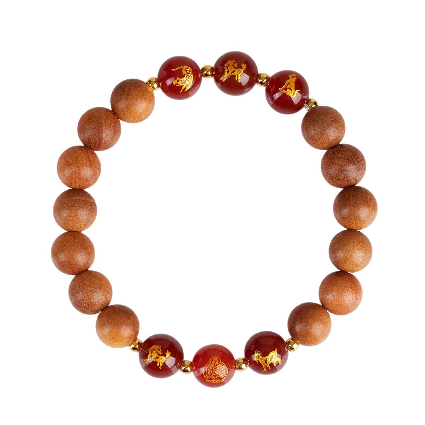 Peach Wood Three-in-One Six-in-One Zodiac Buddha Bracelet - Couples Harmony Protection Amulet