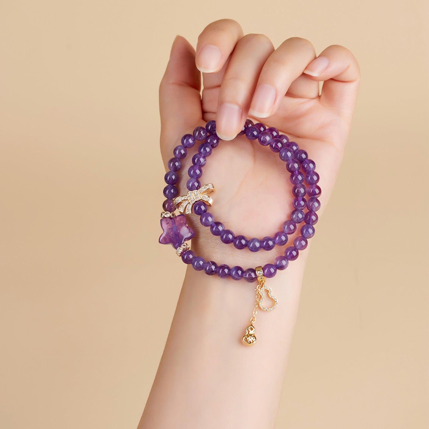 Natural Amethyst Double Circle Bracelet | Spiritual Harmony & Elegant Protection