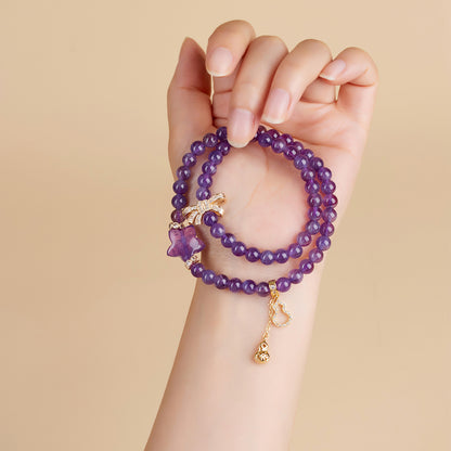 Natural Amethyst Double Circle Bracelet | Spiritual Harmony & Elegant Protection
