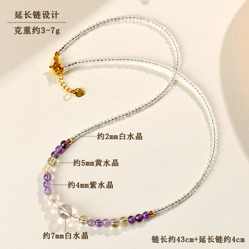 Natural White Crystal Ametrine Collarbone Necklace | Spiritual Balance & Elegant Protection