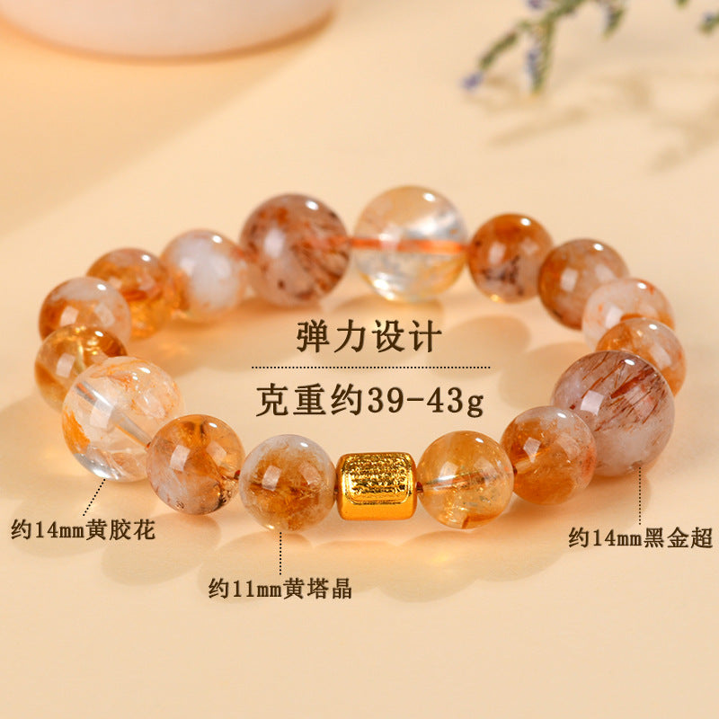 Natural Crystal Lucky Bracelet with Yellow Tower & Super Seven | Wealth & Protection Amulet
