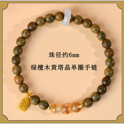 Green Sandalwood & Amethyst Multi-Loop Bracelet