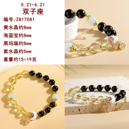 Natural Crystal Zodiac Bracelet - Mystical Astrological Jewelry for Women's Empowerment