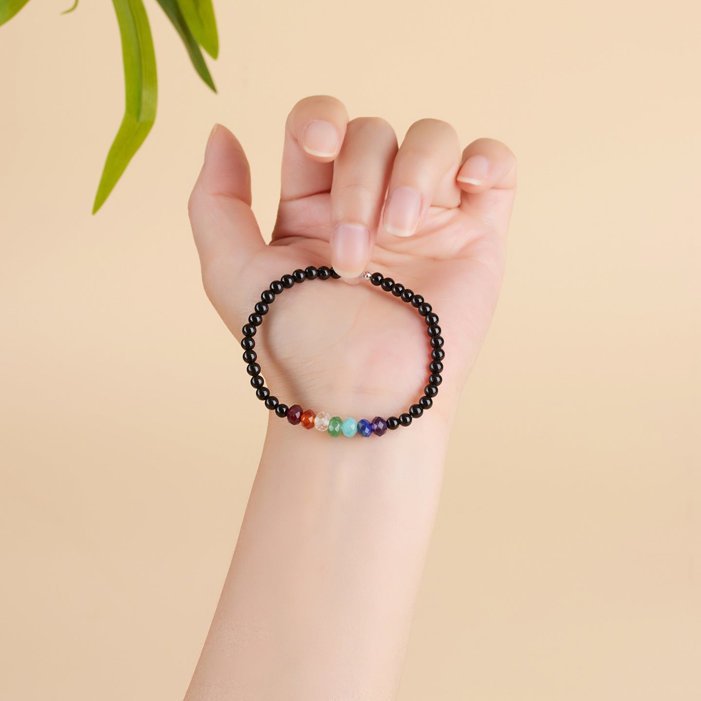 Natural Crystal Black Tourmaline Rainbow Bracelet | Colorful Life Stone Women's Spiritual Jewelry