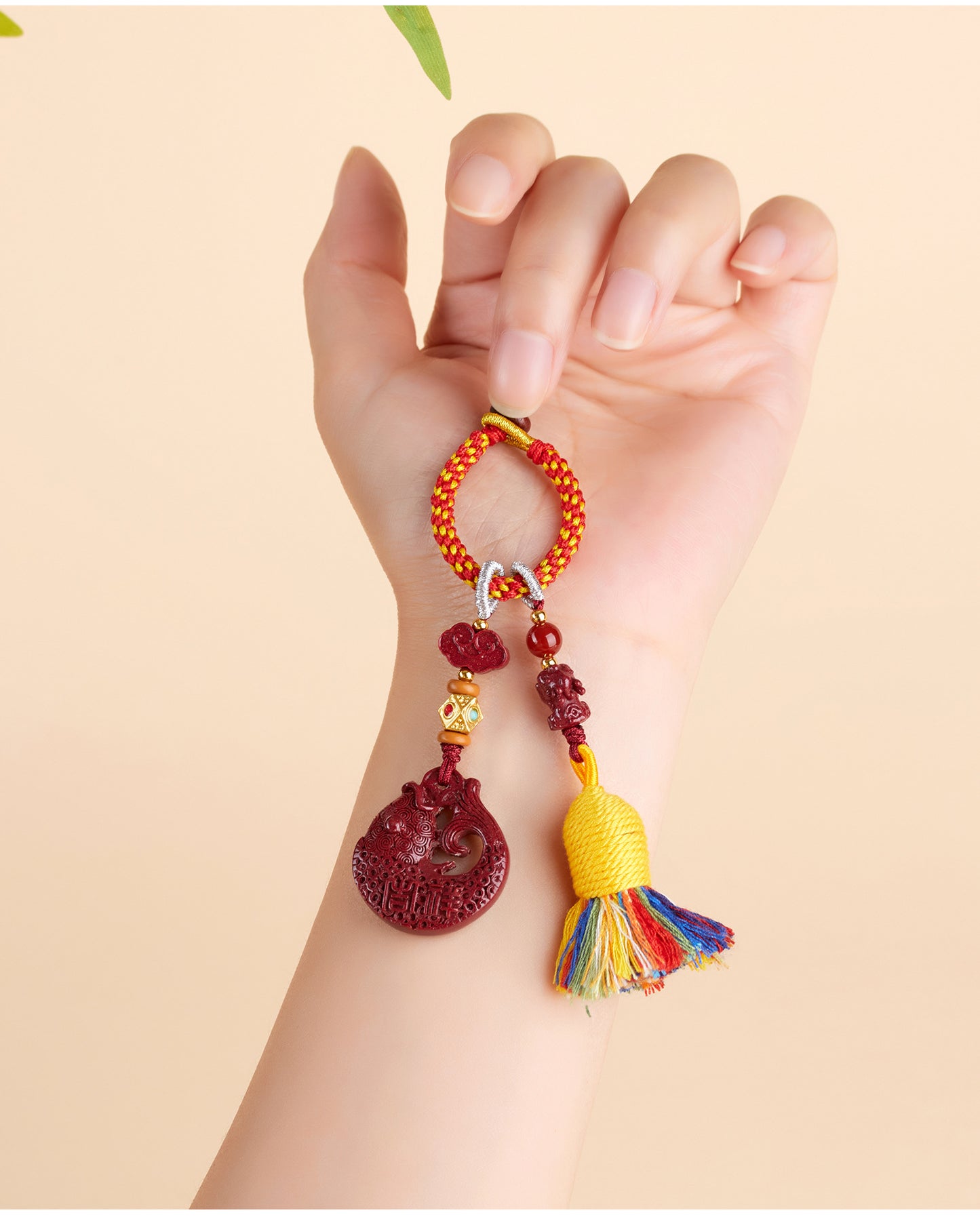 Natural Cinnabar Purple Gold Sand Koi Keychain Pendant - Wealth and Luck Attractor