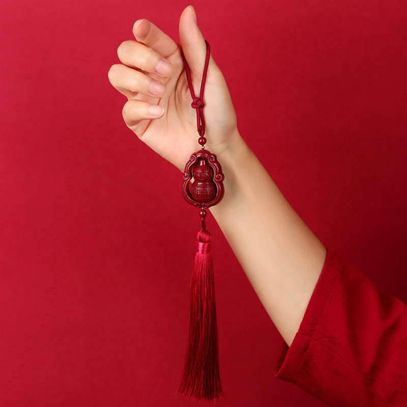 Natural Purple Gold Sand Gourd Car Hanging for Wealth Prosperity and Happiness