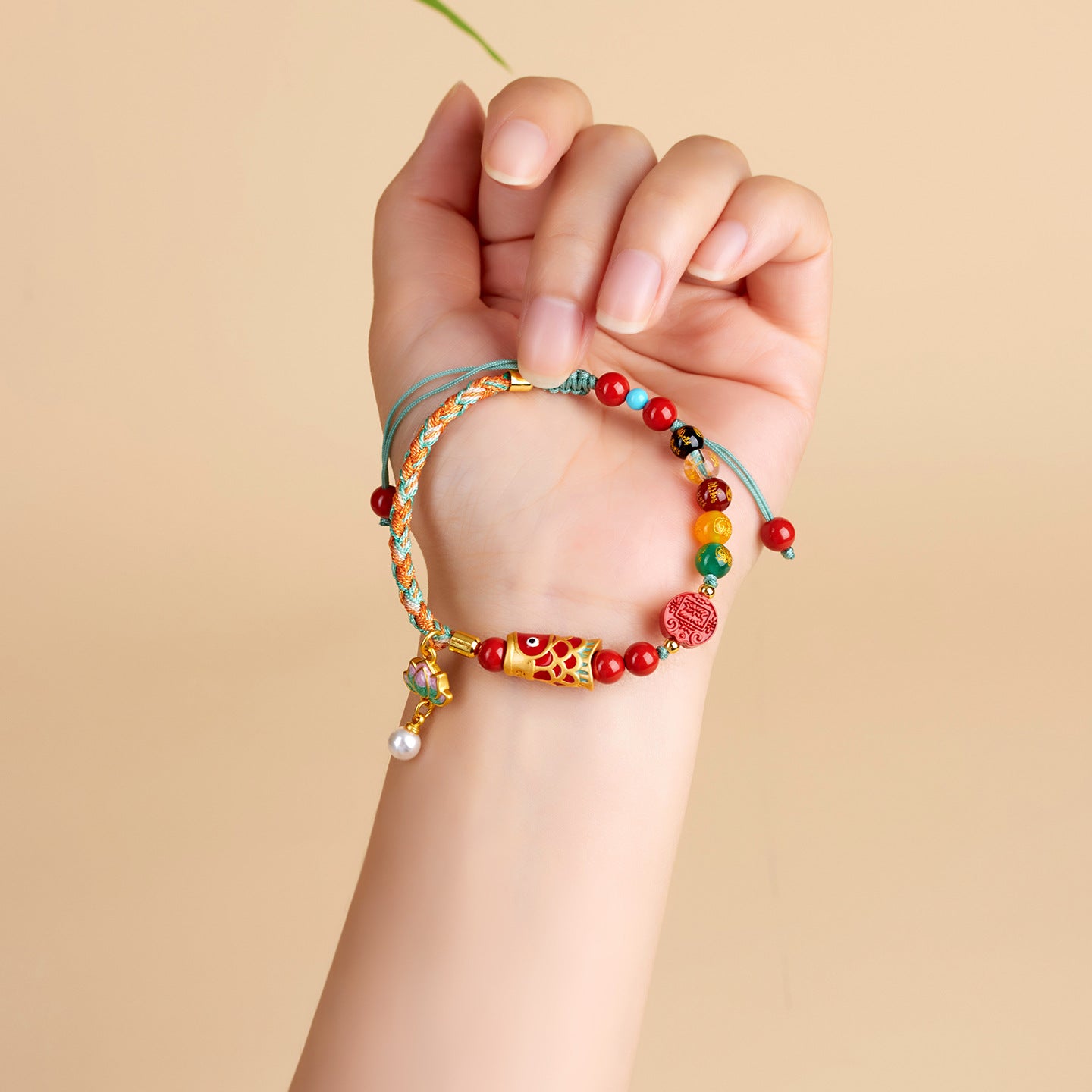 Imperial Red Cinnabar Five-Way God of Wealth Bracelet - Handmade Wealth Amulet