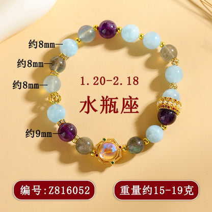 Natural Crystal Zodiac Bracelet - Mystical Astrological Jewelry for Women's Empowerment