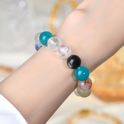 Natural Crystal Duobao Bracelet with White Crystal and Amazonite - Unisex Spiritual Energy Accessory