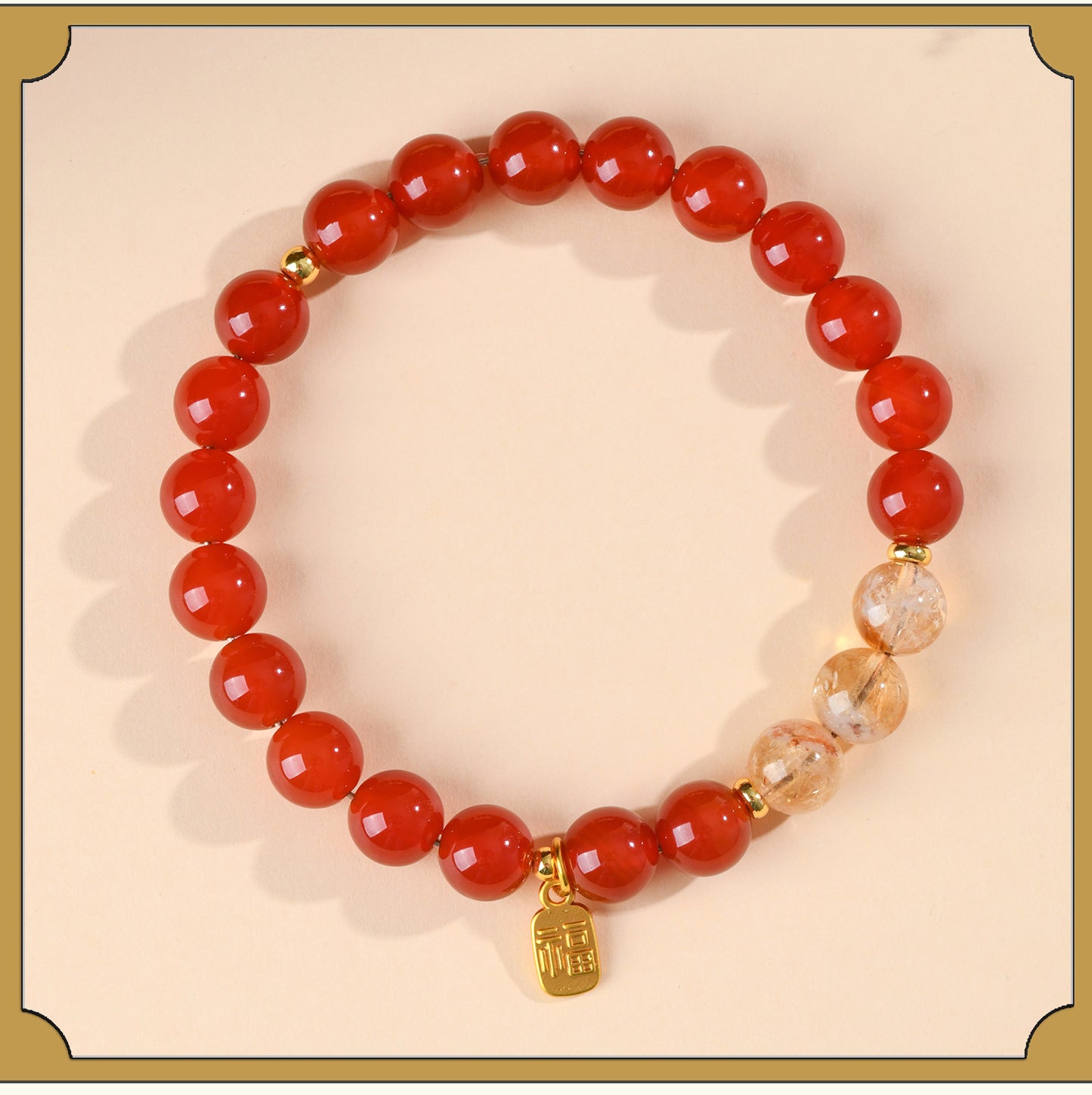 Red Agate and Yellow Pagoda Crystal Fortune Bracelet | Wealth and Protection Amulet