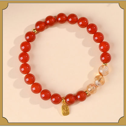 Red Agate and Yellow Pagoda Crystal Fortune Bracelet | Wealth and Protection Amulet