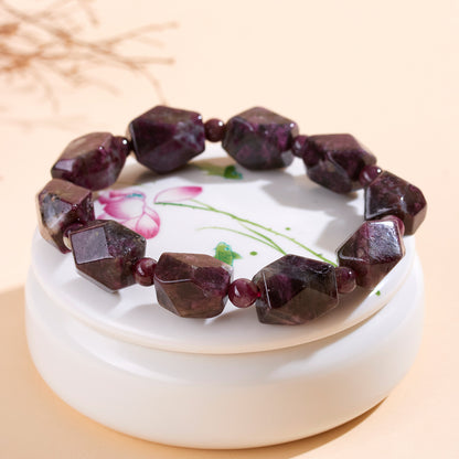 Natural Crystal Plum Blossom Tourmaline Irregular Faceted Bracelet | Spiritual Energy & Good Luck