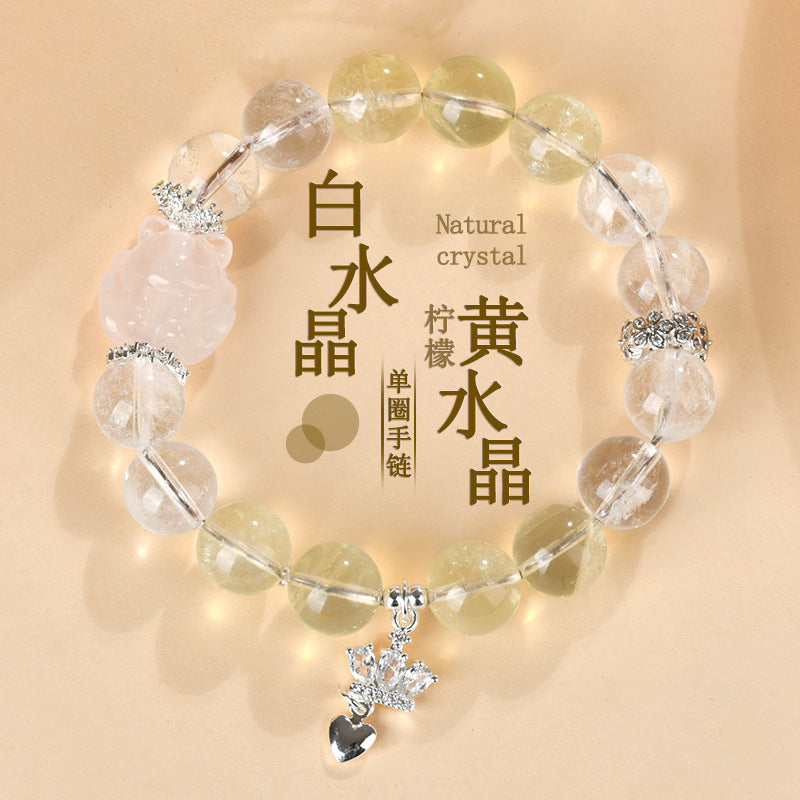 Natural Crystal Nine-Tailed Fox Love Bracelet - Attract Romance & Positive Energy
