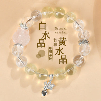 Natural Crystal Nine-Tailed Fox Love Bracelet - Attract Romance & Positive Energy