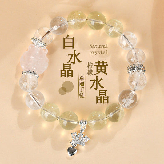 Natural Crystal Nine-Tailed Fox Love Bracelet - Attract Romance & Positive Energy