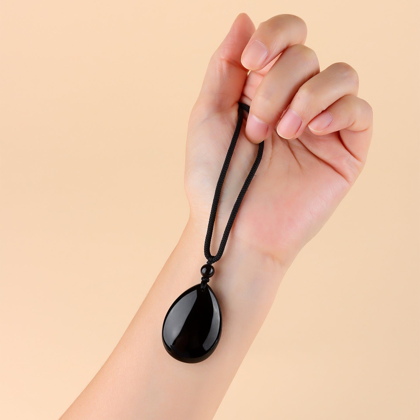 Natural Rainbow Eye Black Gold Obsidian Water Drop Pendant - Spiritual Couple Necklace for Harmony & Protection