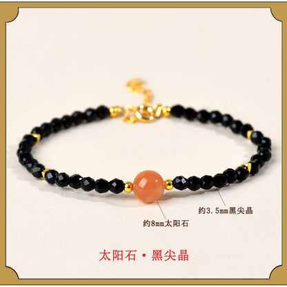 Natural Crystal Black Spinel Multi-Gem Adjustable Bracelet for Women - Mystical Protection & Elegance
