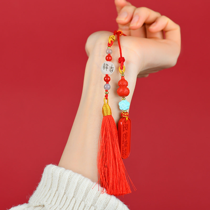 Natural High-Content Cinnabar Good Things Happen Car Pendant - Auspicious Talisman for Protection and Luck