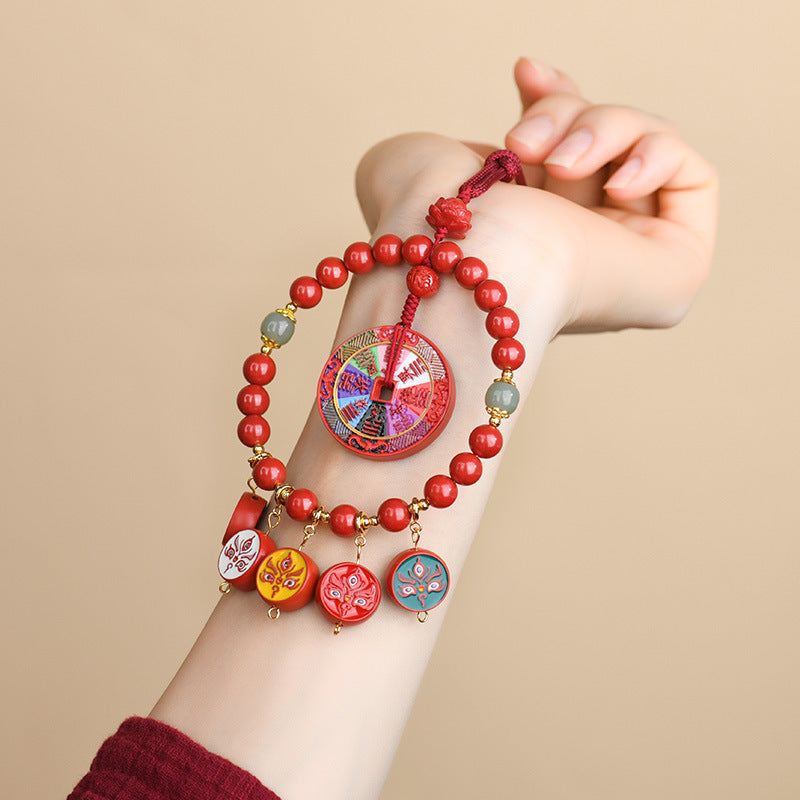 Natural High Content Cinnabar Five-Way Wealth God Car Hanging Ornament | Protection & Prosperity