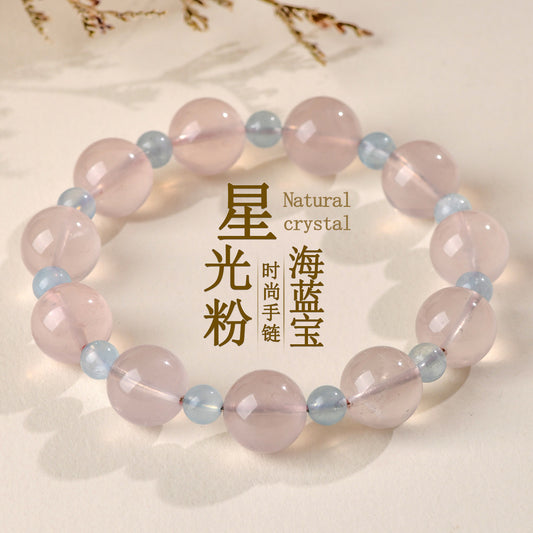 Natural Starlight Pink Aquamarine Bracelet | Love Harmony Crystal Jewelry for Women