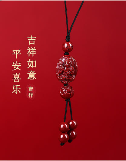 Natural Purple Gold Cinnabar Zodiac Buddha Phone Chain - Divine Protection & Fortune Attraction