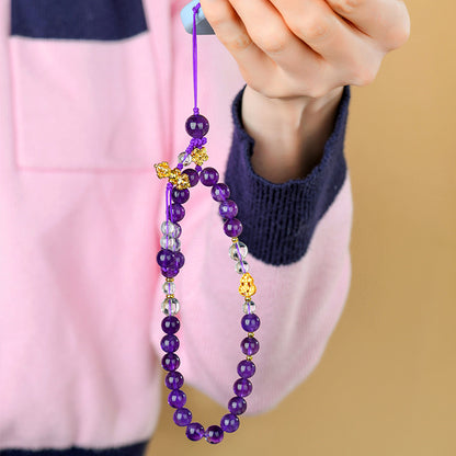 Natural Uruguay Amethyst Phone Chain Pendant | Spiritual Protection & Energy Flow Charm