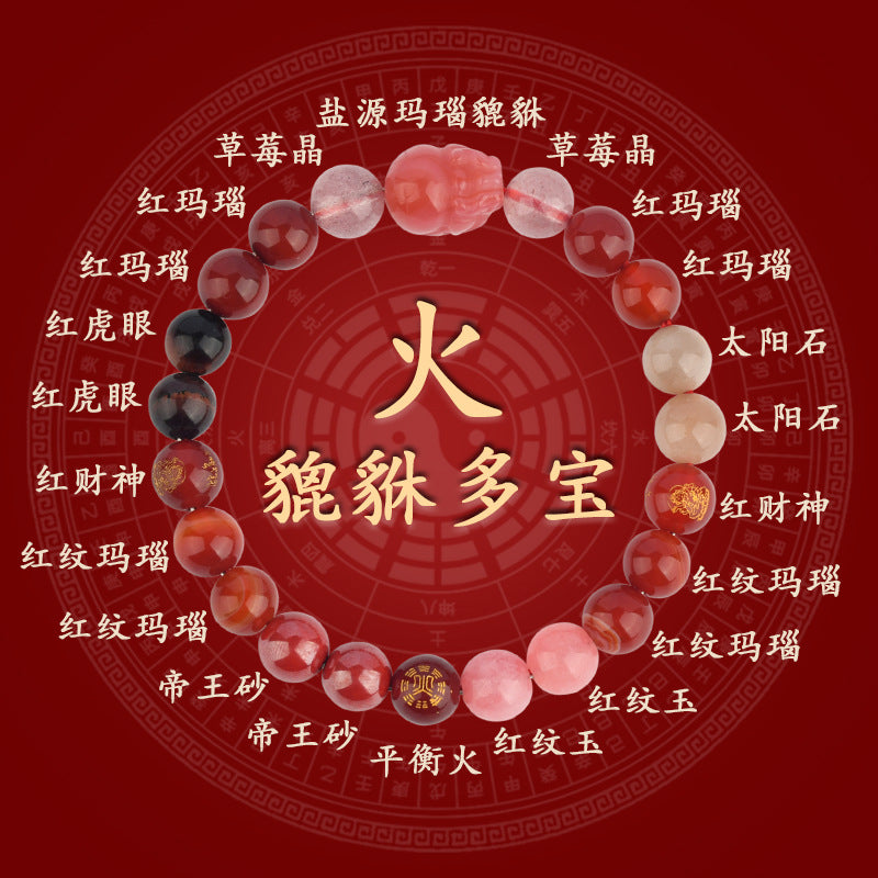 Five Elements Pixiu Wealth Crystal Bracelet | Natural Stone for Couples Balance & Prosperity