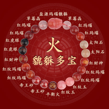 Five Elements Pixiu Wealth Crystal Bracelet | Natural Stone for Couples Balance & Prosperity