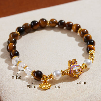 Natural Tiger Eye and White Crystal Energy Bracelet for Women - Harmony and Protection