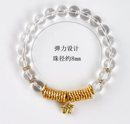 White Crystal Coiled Star Bracelet | Chinese Style Spiritual Energy Jewelry for Women