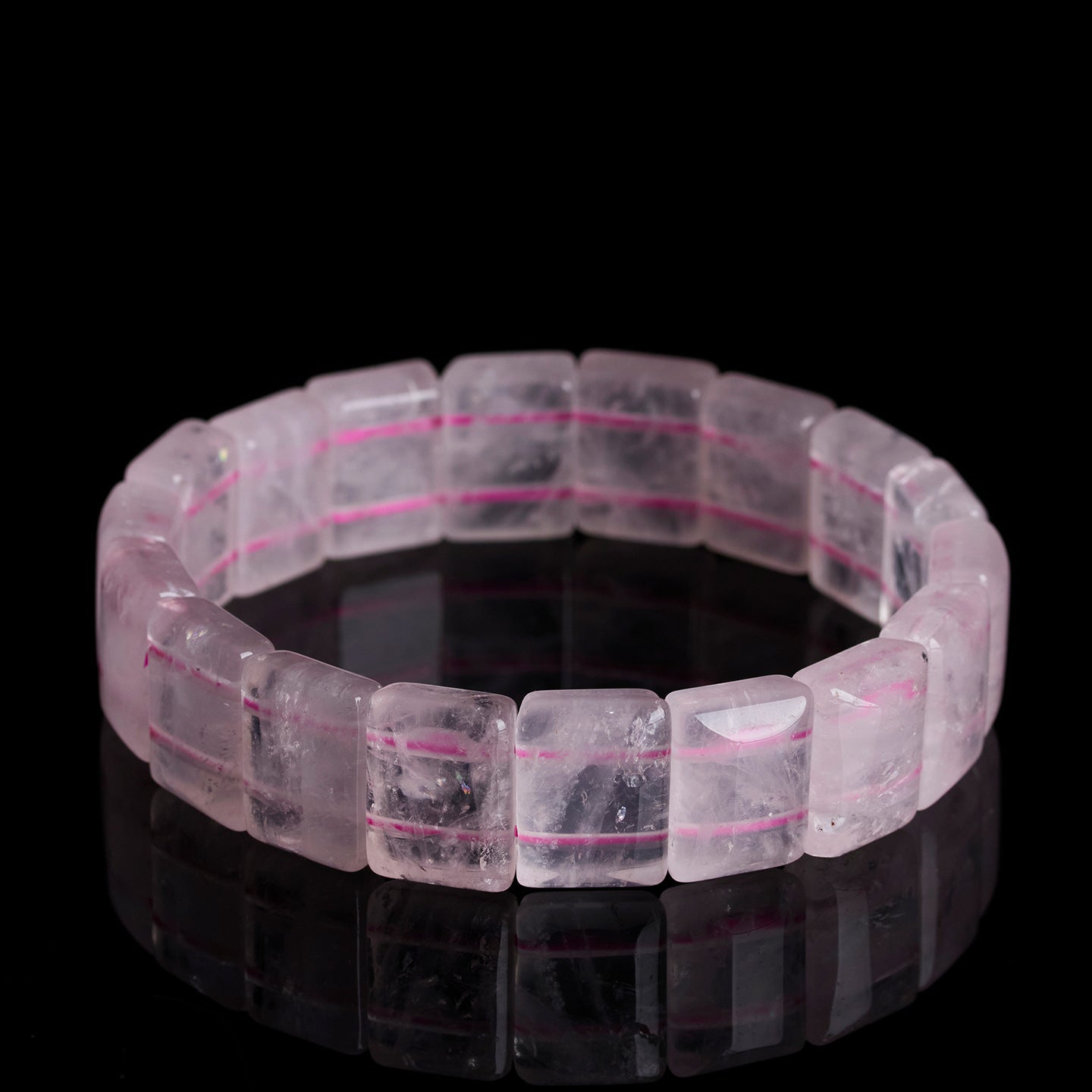 Natural Pink Quartz Crystal Bracelet | Love Harmony Energy Stone Ice Transparent Fashion