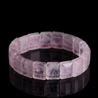 Natural Pink Quartz Crystal Bracelet | Love Harmony Energy Stone Ice Transparent Fashion